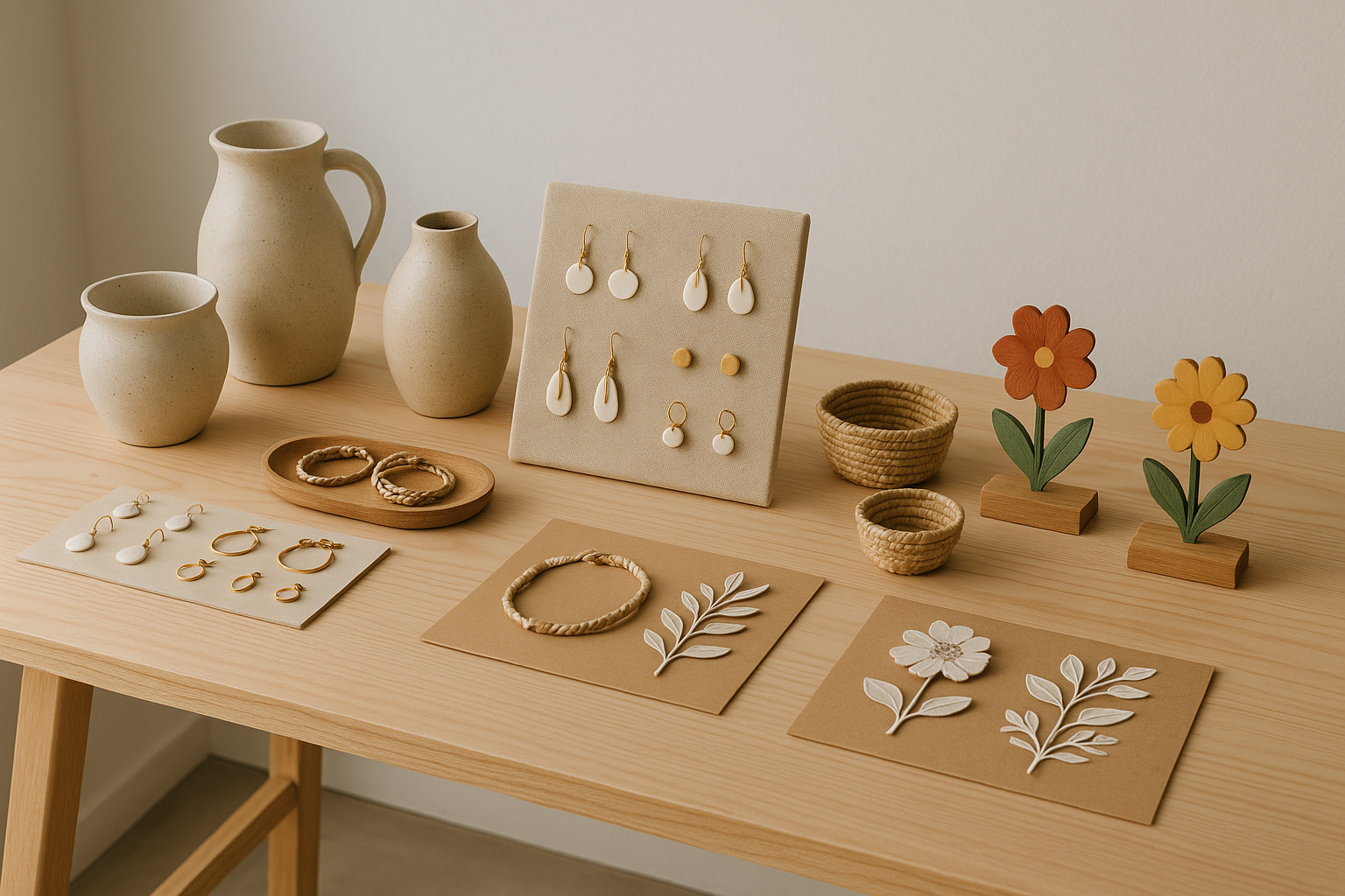 simple space with crafted items on table